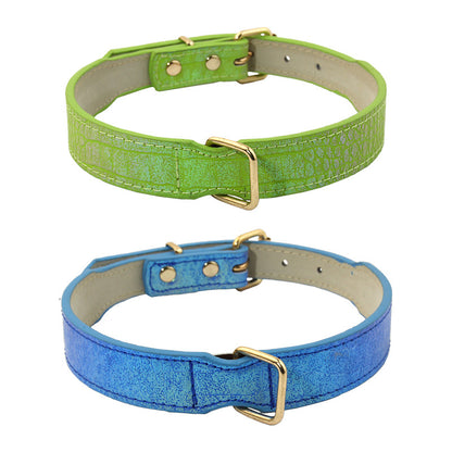 Croc-Textured Faux Leather Dog Collar