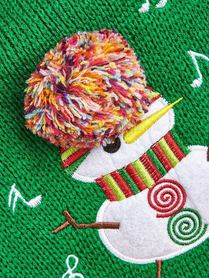 Christmas Pet Sweater • Knit Snowman & Pom-Pom Hat