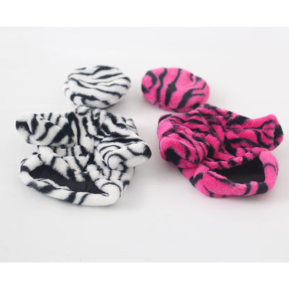 Pet Faux Fur Coat Plush Outfit with Hat Zebra Print