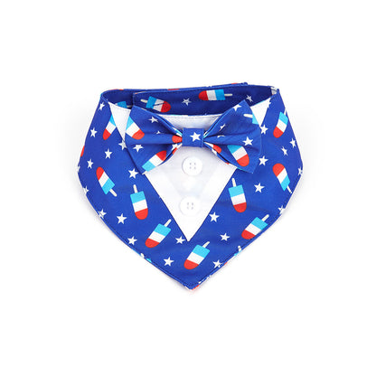 Patriotic popsicle dog tuxedo bandana with bow tie