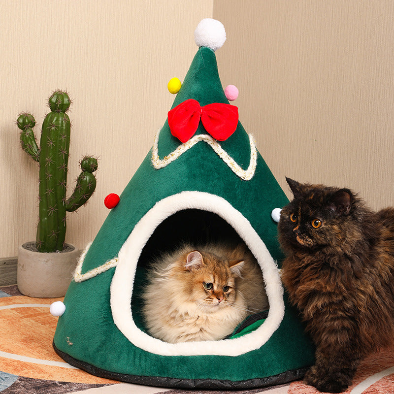 Christmas Tree Pet Cave Bed