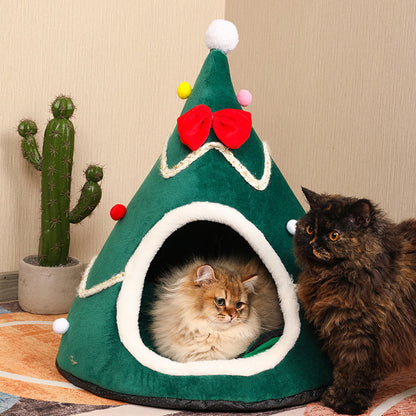 Christmas Tree Pet Cave Bed