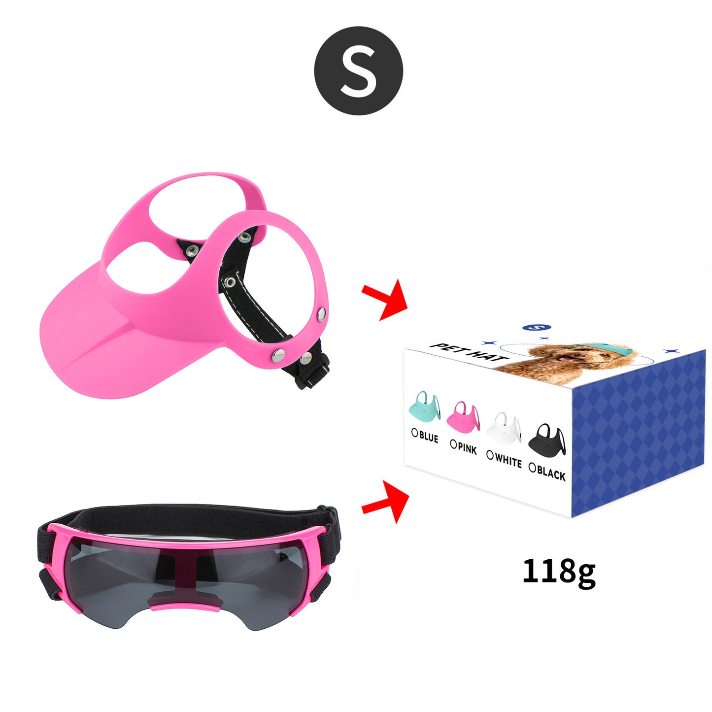 Dog goggle+sunhat sets 3 color