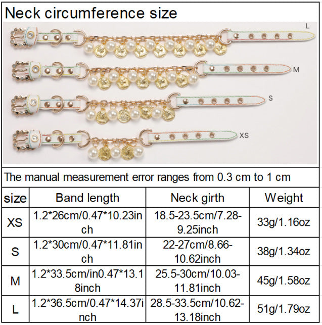 Royal Coin & Pearl Charm Pet Collar