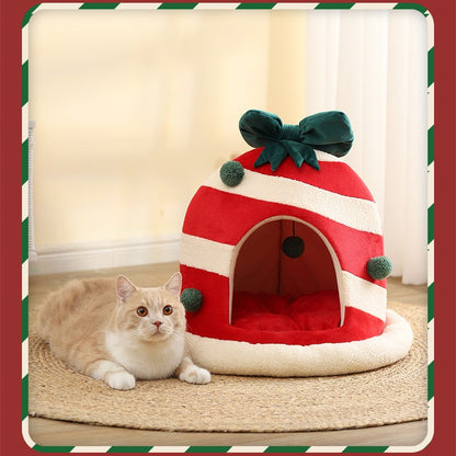 Christmas Candy Hut Pet Bed
