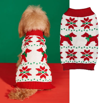 Christmas Pet Sweater • Red Dog Motif & Bows Knit - main product view