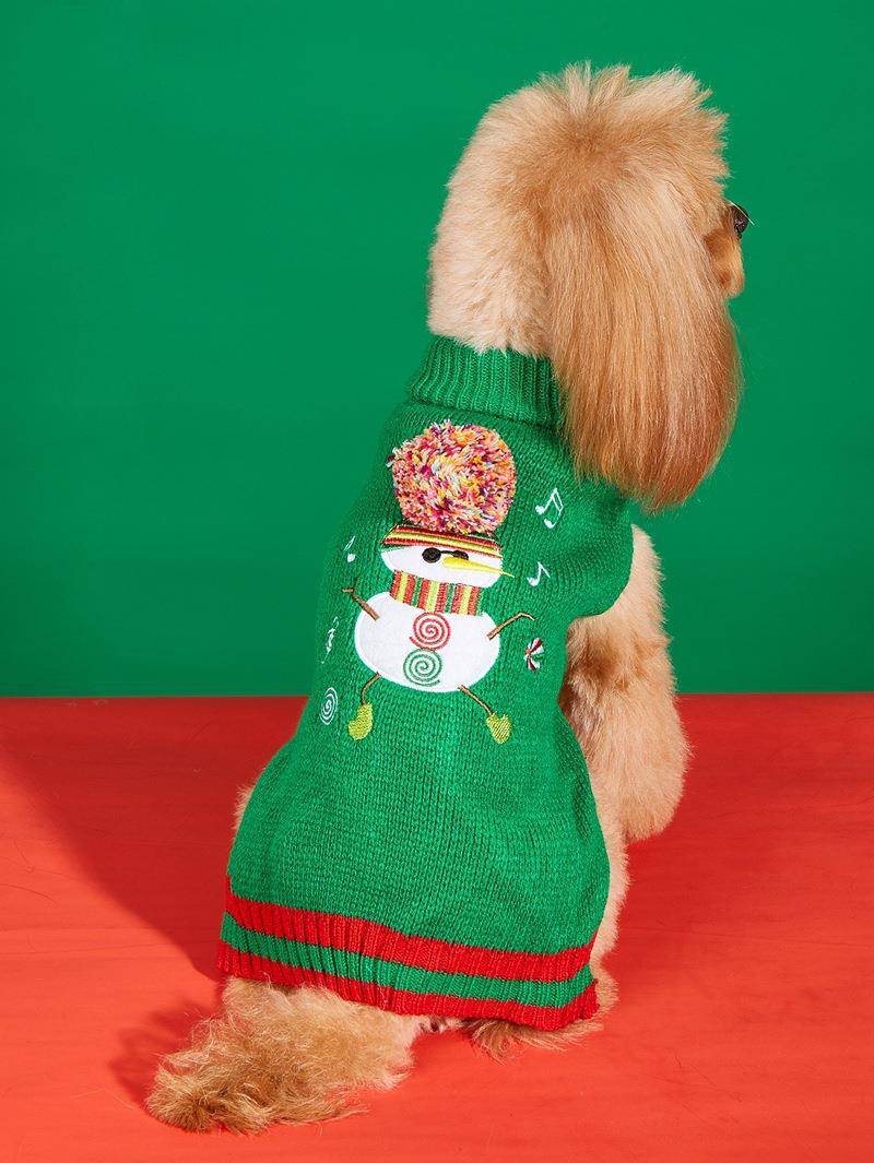 Christmas Pet Sweater • Knit Snowman & Pom-Pom Hat