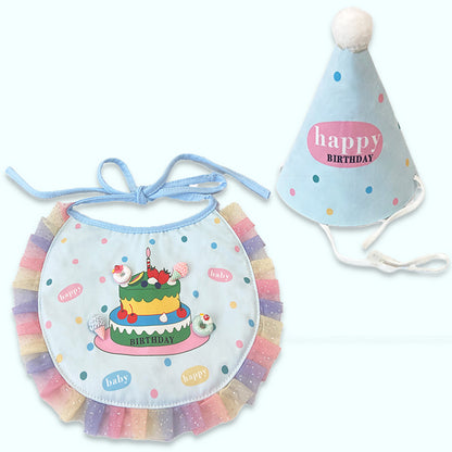 Blue Cake Pet Birthday Hat and Bib Set - main product view