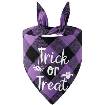 Halloween Dog & Cat Bandana – Plaid “Trick or Treat”