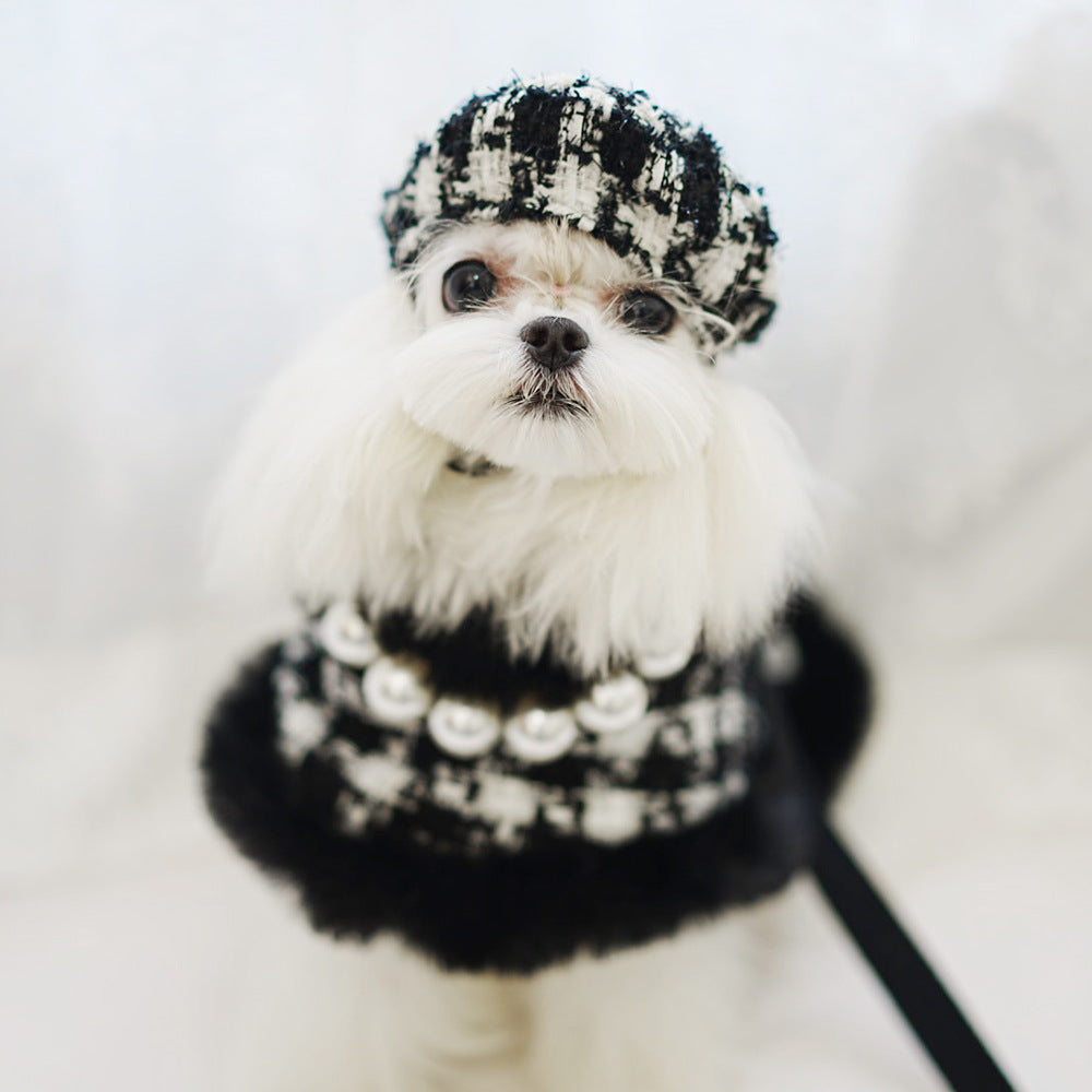 Dog cape+hat+leash sets Houndstooth