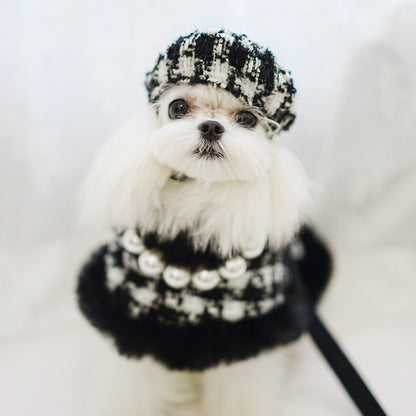 Dog cape+hat+leash sets Houndstooth