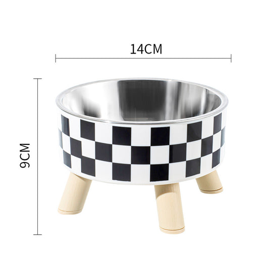 Elevated Pet Bowl with Legs - Checkered Stainless Steel