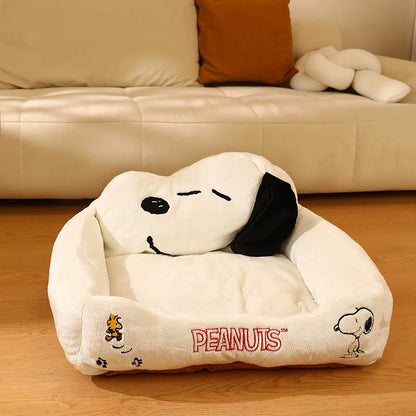 Snoopy character pet sofa bed with Peanuts and Woodstock embroidery
