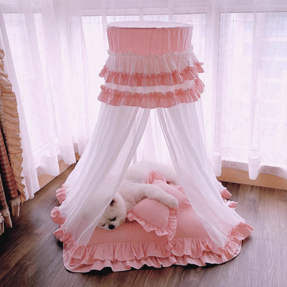Pink Princess Canopy Pet Bed