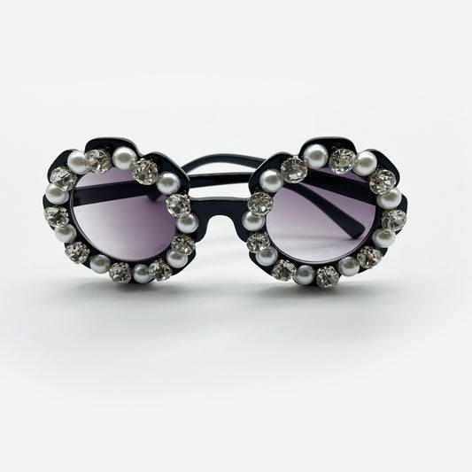 Pearl rhinestone flower pet sunglasses for small dogs