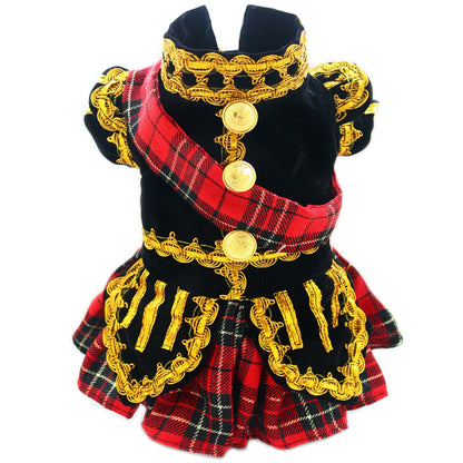 Royal Scottish Plaid Dog Dress Pet Outfit