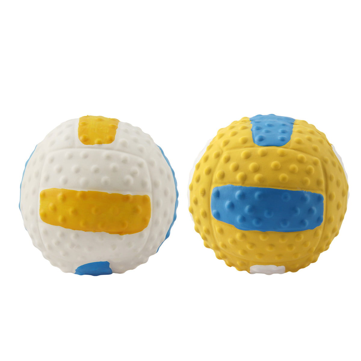 Nunbell latex squeaky volleyball pet toy in White and Yellow colors