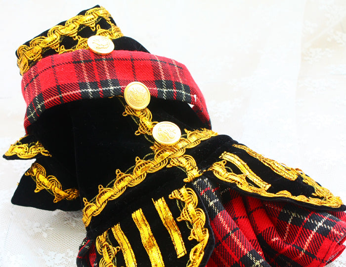Royal Scottish Plaid Dog Dress Pet Outfit