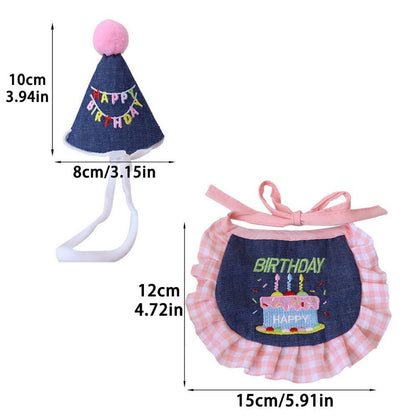 Denim Cake Pet Birthday Hat and Bib Set - main product view
