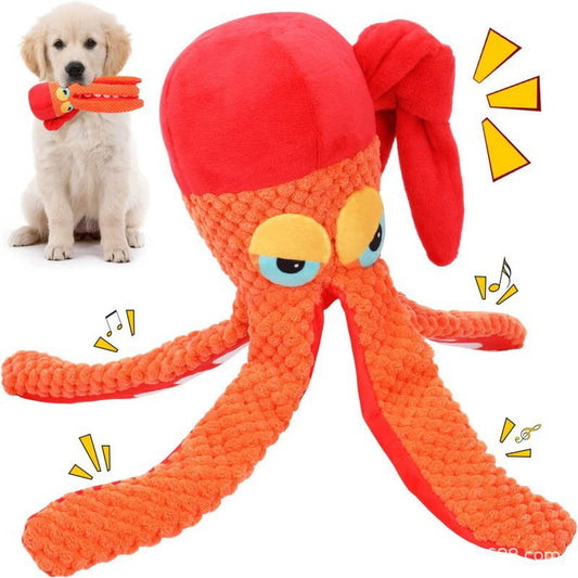 Octopus Plush Dog Toy with Squeaker & Crinkle – Interactive Soft Chew Toy