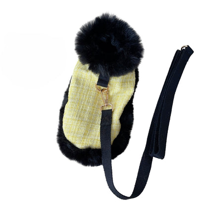 Dog cape+leash sets yellow tweed (no hat)