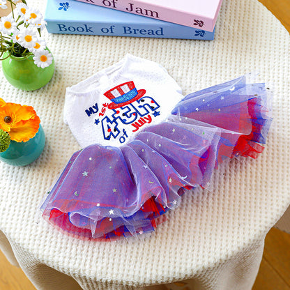 4th of July Dog Dress – Tulle Skirt & Patriotic Print