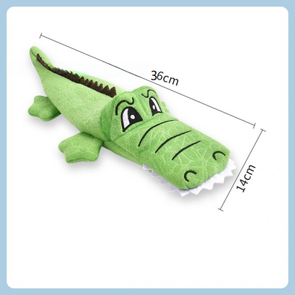 Soft crocodile plush dog toys with squeaker and crinkle paper for interactive play