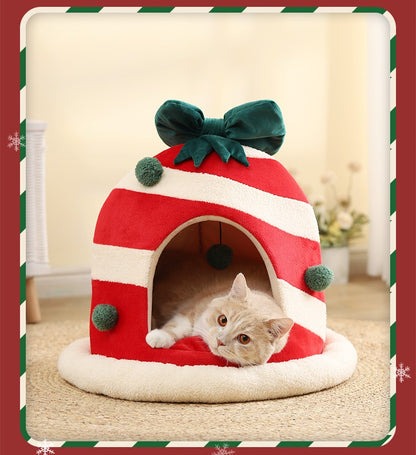 Christmas Candy Hut Pet Bed
