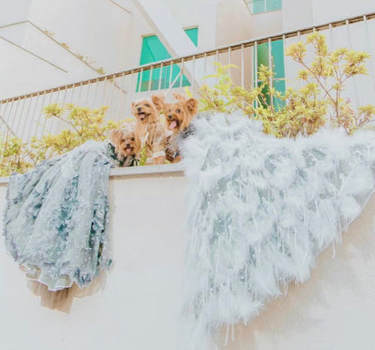 Feather Fantasy Pet Gown | Luxury Dog Dress for Special Occasions