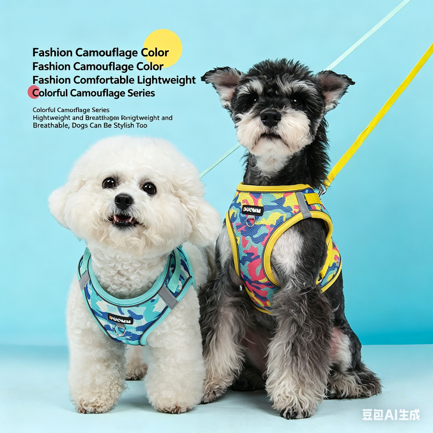 camouflage dog harness and leash set