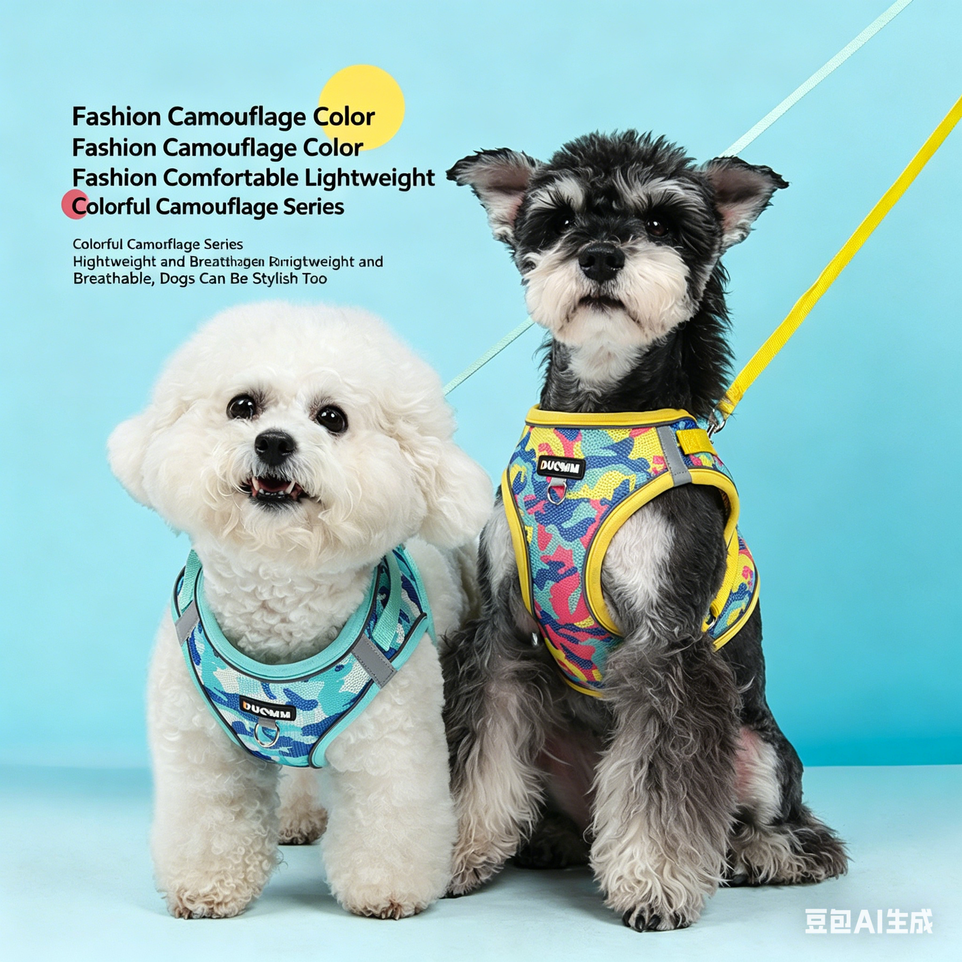 camouflage dog harness and leash set