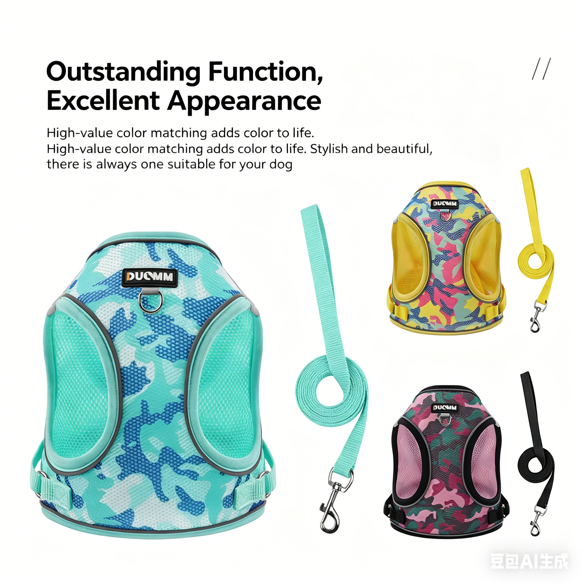 reflective camouflage dog harness