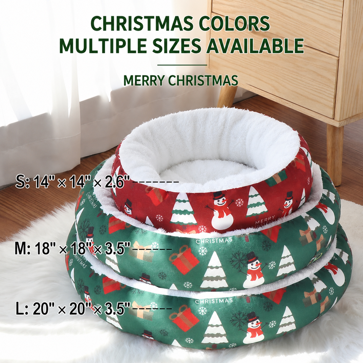 Cozy Christmas Round Pet Bed