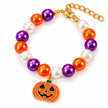 Pumpkin Charm Pet Bead Necklace