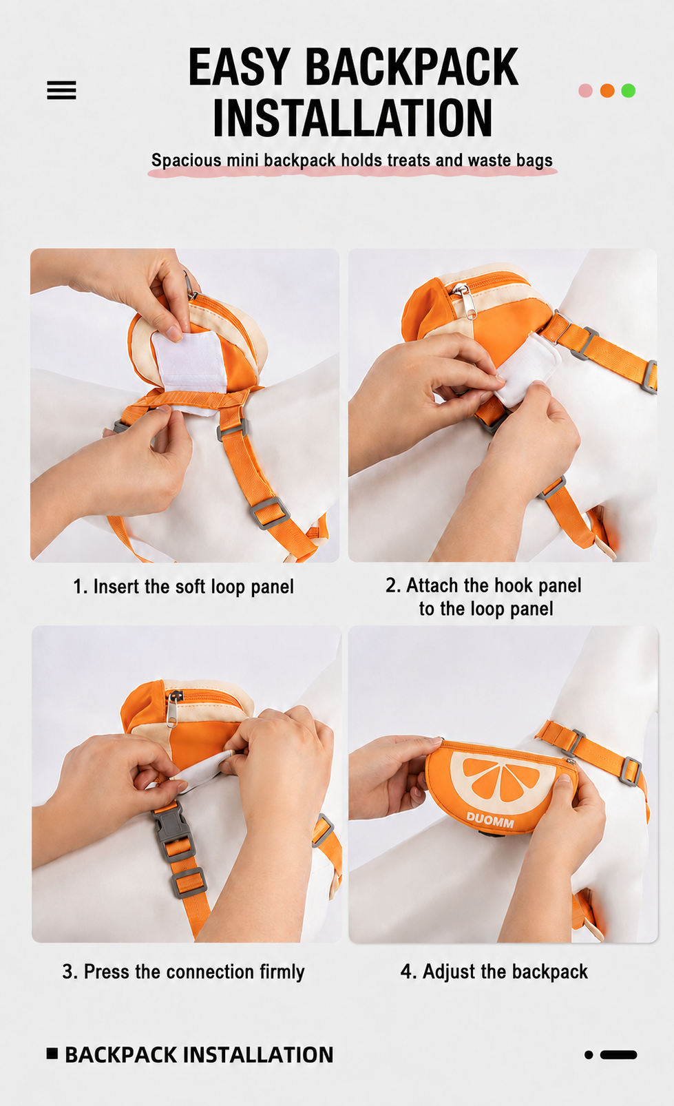 Orange Fruit Dog Harness and Leash Set with Mini Pouch product photo 2 from Jane's Pet Boutique
