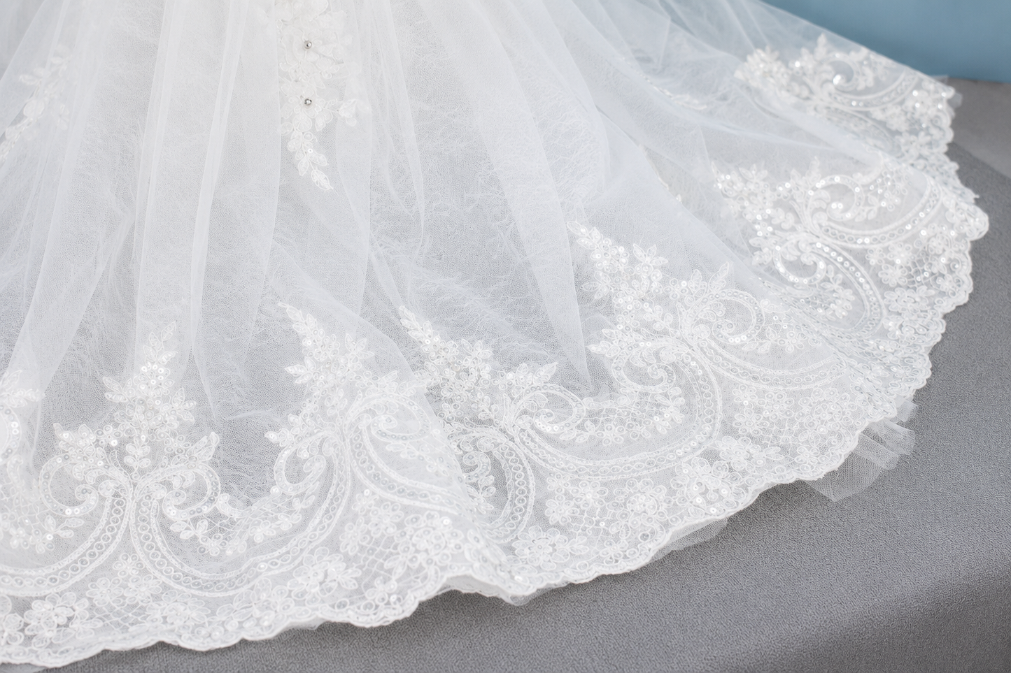 Luxury Pet Wedding Gown with 3D Floral Appliques