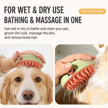 Wet and dry use pet bath brush feature image for cats and dogs