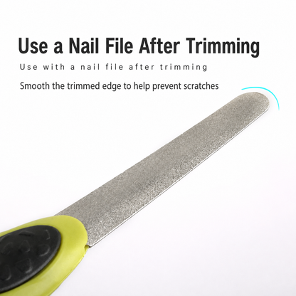 Close-up of pet nail file for smoothing after trimming