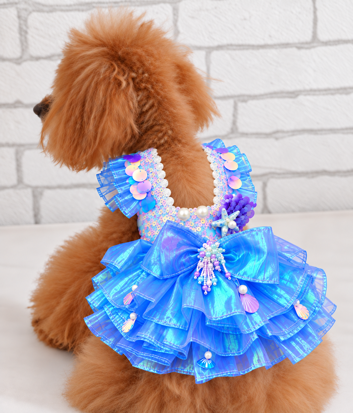 Handmade Mermaid Pet Dress with Matching Hair Bow