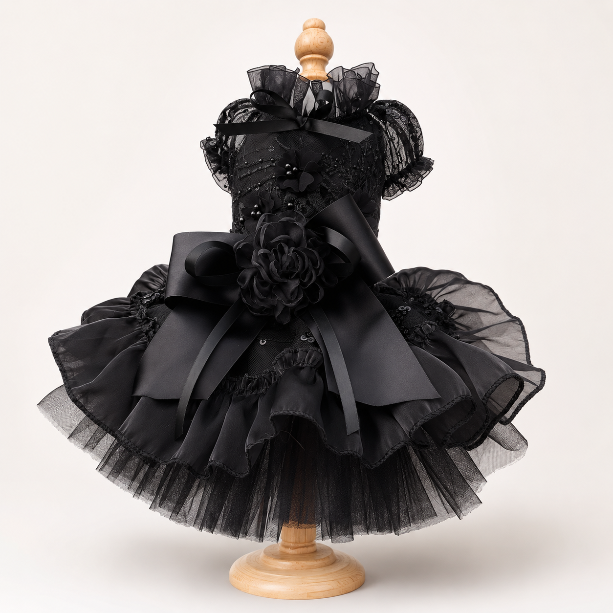 Convertible black pet bridal gown short dress version