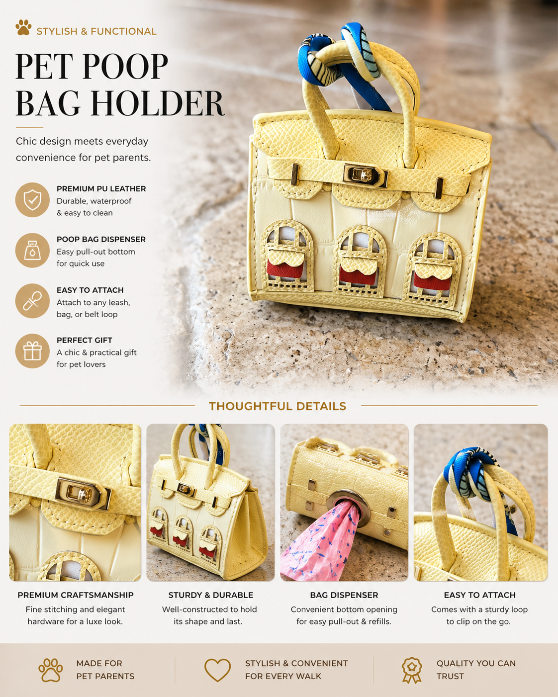 dog poop bag holder attached to leash flagler beach pet store