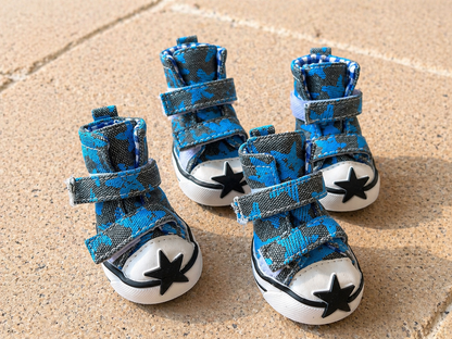 blue dog shoes adjustable straps dog boots outdoor use