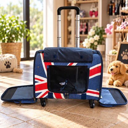 Union Jack Four-Wheel Pet Carrier