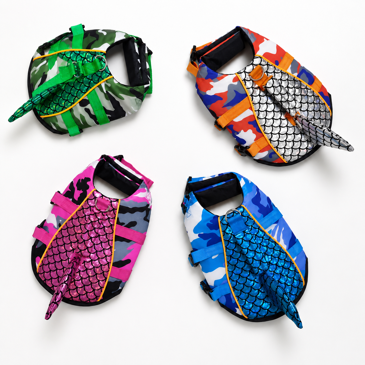 Mermaid Dog Life Jacket with Fish Scale Tail