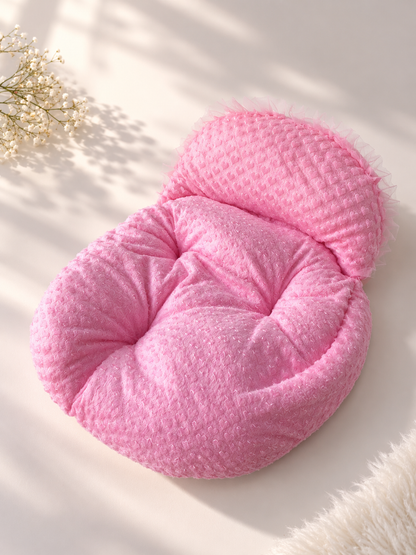 Pink Plush Princess Pet Bed for Small Pets