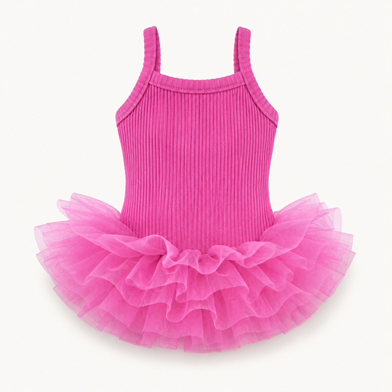 Hot pink puppy tutu dress with fluffy layered mesh skirt for small dogs